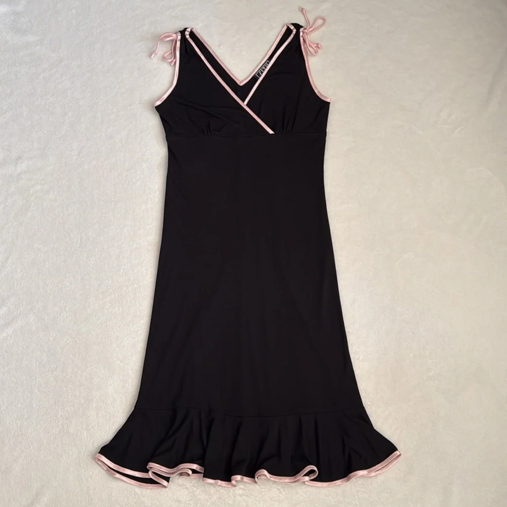 {VTG} City Triangles | Y2K Babydoll Midi Dress Black Made in USA (L Fits S/M) - Picture 14 of 14